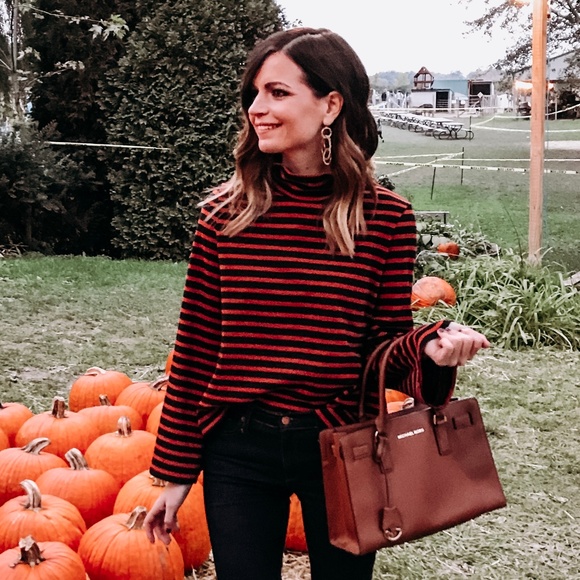 Madewell Tops - Madewell Stripe Mock Neck Bell Sleeve top